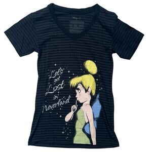 Disney Peter Pan Tinkerbell Striped Graphic T-Shirt Top Womens Size Medium